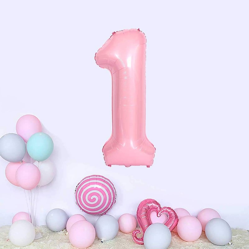 JANOU Number 1 Pink Balloon 40 Inch Big Helium Foil Balloons 1st Birthday Baby Shower Wedding Party Decoration - Image 3
